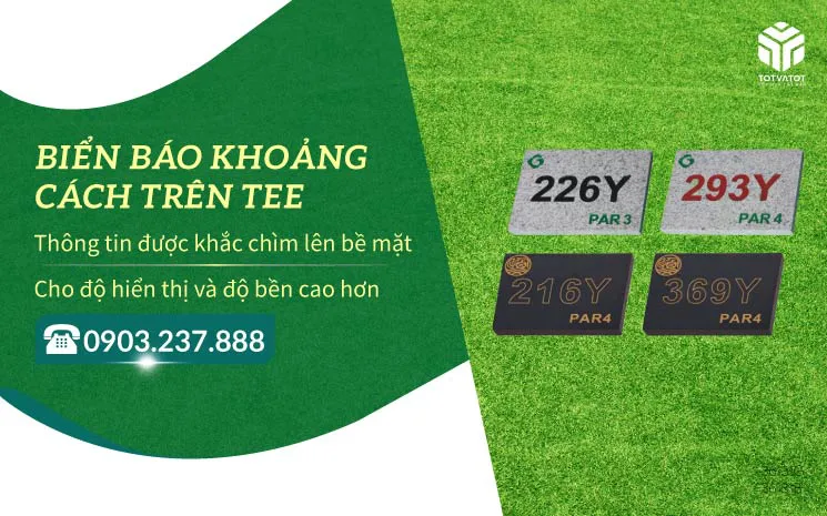 Biển báo khoảng cách trên tee bằng đá (Granite tee deck signs)